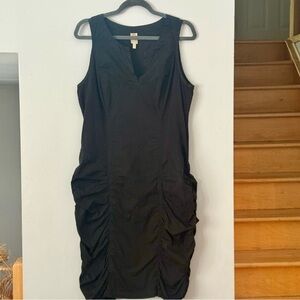 XCVI Black Lagenlook Sleeveless Ruched Midi Dress